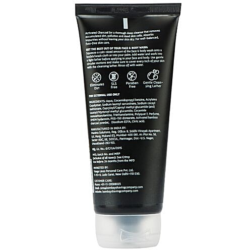 Bombay Shaving Company Activated Charcoal Face & Body Wash - With Anti-Pollution Effect, 200 ml  