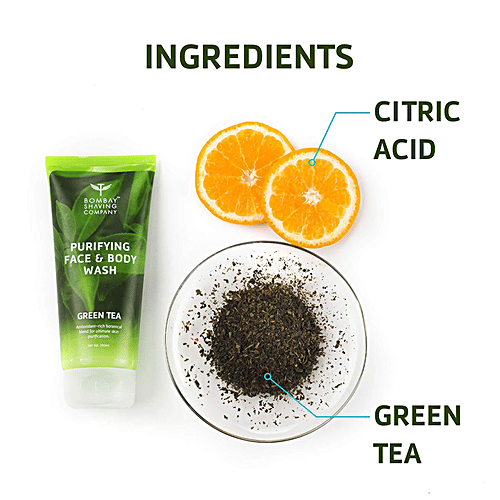 Bombay Shaving Company Purifying Face & Body Wash - Green Tea Extracts & Antioxidants For The Skin, 200 ml  