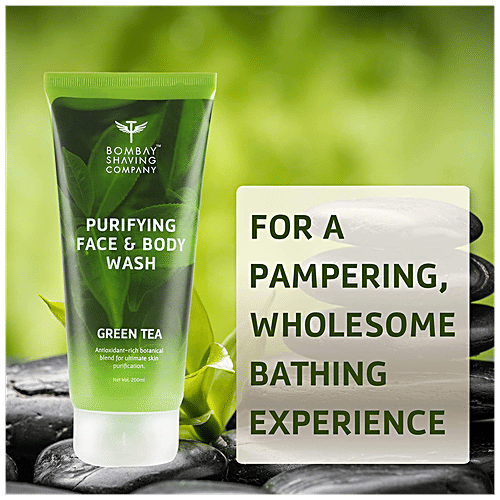 Bombay Shaving Company Purifying Face & Body Wash - Green Tea Extracts & Antioxidants For The Skin, 200 ml  