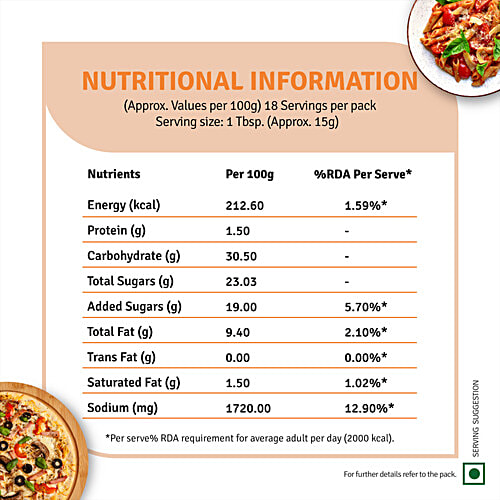 Veeba Herby Tomato Pasta & Pizza Sauce - No Onion & Garlic, 280 g  