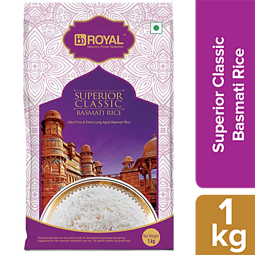 bb Royal Superior Classic Basmati Rice/Basmati Chawal, 1 kg Pouch