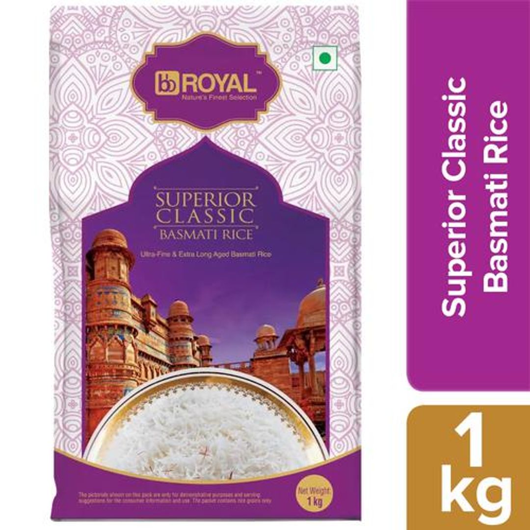 BB Royal Superior Classic Basmati Rice/Basmati Akki, 1 kg Pouch