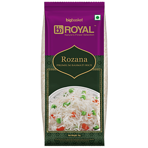 bb Royal Basmati Rice/Basmati Akki - Rozana Premium, 1 kg Pouch 