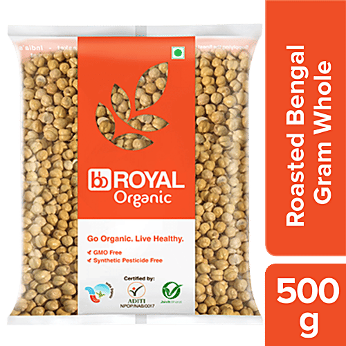 bb Royal Organic Roasted Bengal Gram Whole (Chana), 500 g  