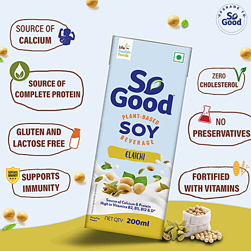 Buy So Good Soy Milk Elaichi, Unsweetened, Plant Based Beverage, Source Of Calcium & Protein