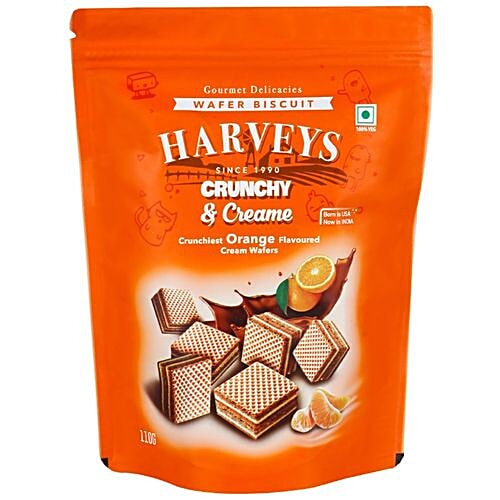 Harveys  Crunchy & Creame Wafer Biscuit - Orange, 110 g Pouch 