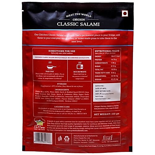 La Carne Chicken Classic Salami, 250 g PKT 