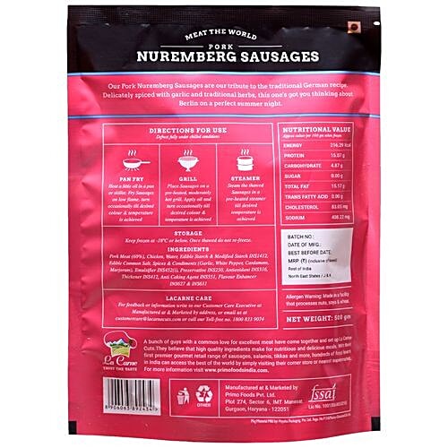 La Carne Pork Nuremburg Sausage, 500 g PKT 