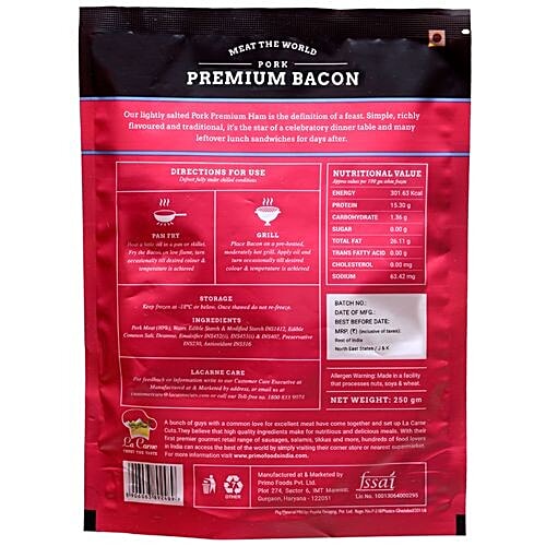 La Carne Pork Premium Bacon, 250 g PKT 