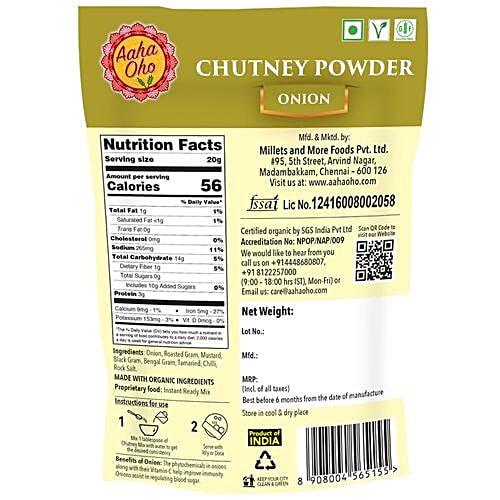 Aaha Oho Organic Chutney Powder - Onion, 100 g  
