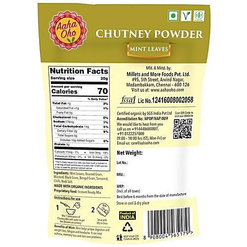 Aaha Oho Organic Chutney Powder - Mint, 100 g  