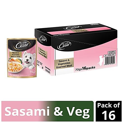 Cesar Premium Adult Wet Dog Food - Gourmet Meal, Sasami With Vegetables, 70 g (Pack of 16)