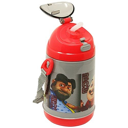 Hm International Motu Patlu Double Wall Plastic Sipper Kids Water Bottle, 400 ml