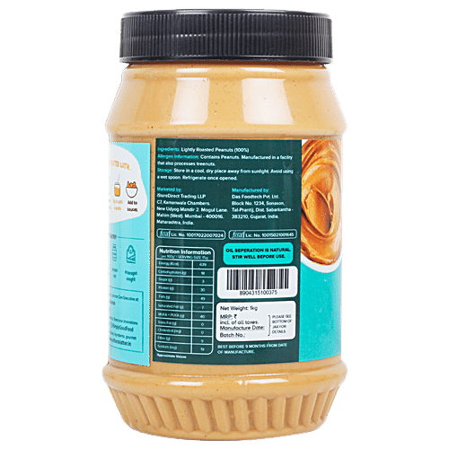 Urban Platter Creamy Unsweetened Peanut Butter, 1 kg Jar 