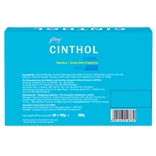 Buy Cinthol Cool Menthol + Active Deo Fragrance Bath Soap Online at