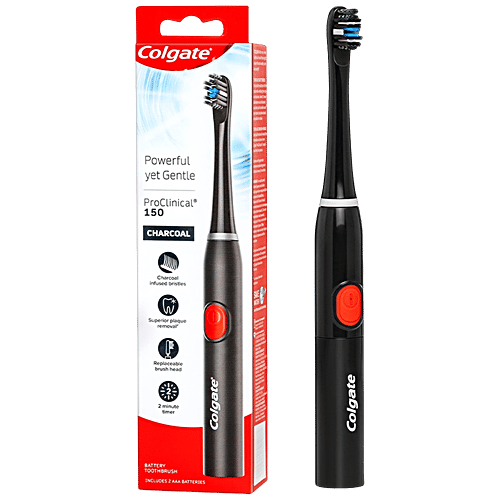 Colgate ProClinical 150 Charcoal Sonic - Electric Toothbrush With Replaceable Brush Head, 1 pc  Tough on Plaque, Gentle on Gums