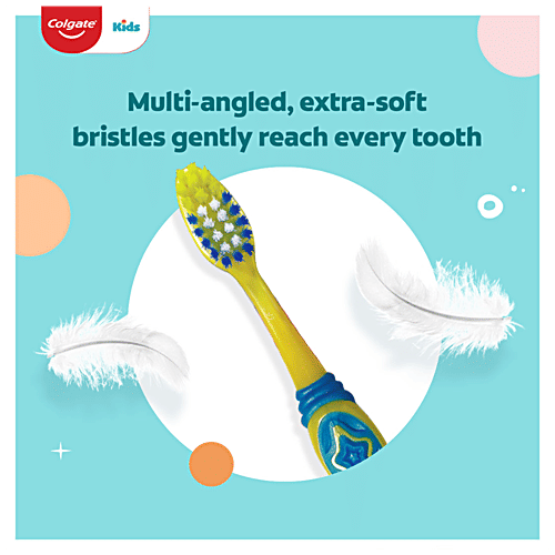 Colgate Kids 5+ Years Minion Toothbrush - Extra Soft Bristles With Tongue Cleaner, 1 pc Multi-Height Bristles