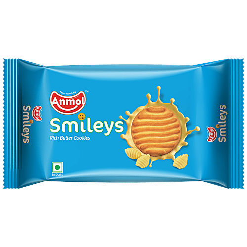 Anmol Smileys Butter Cookies, 200 g (Get 50 g Extra) Zero Trans Fatty Acids