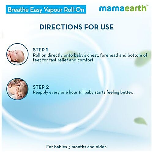 Mamaearth Natural Breathe Easy Vapour Roll-On For Cold & Nasal Congestion, With Wintergreen & Eucalyptus Oil., 40 ml  No Camphor, Petrolatum & Mineral Oil