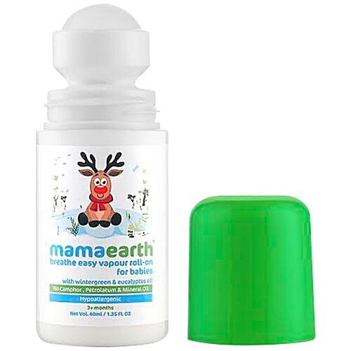 Mamaearth Natural Breathe Easy Vapour Roll-On For Cold & Nasal Congestion, With Wintergreen & Eucalyptus Oil., 40 ml  No Camphor, Petrolatum & Mineral Oil