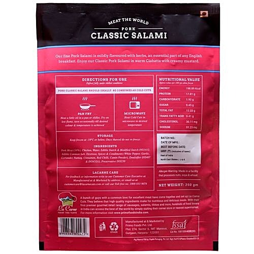 La Carne Pork Classic Salami, 250 g PKT 