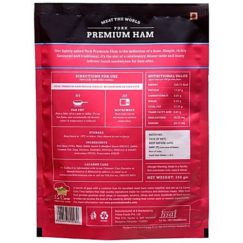 La Carne Pork Premium Ham, 250 g Pouch 