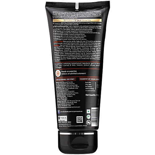 VLCC Ultimo Blends Charcoal Face Pack For Whitening & Detoxifying, 100 g Fortified With Clay & Essential Oils, Suits All Skin Types