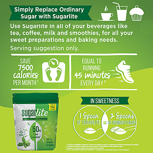 Sugarlite 50% Less Calories Sugar, 100 g Pouch 5No Less Calories, Natural