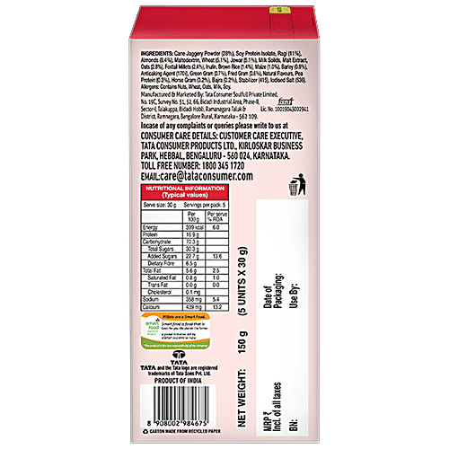 Tata Soulfull Millet Smoothix - Almond, With 12 All Natural Grains, High Protein & Fibre, 150 g (5 Sachets x 30 g each) High Protein & No Preservatives