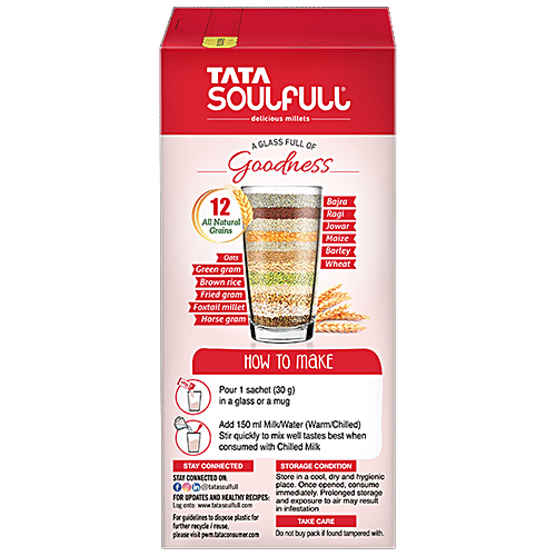 Tata Soulfull Millet Smoothix - Almond, With 12 All Natural Grains, High Protein & Fibre, 150 g (5 Sachets x 30 g each) High Protein & No Preservatives