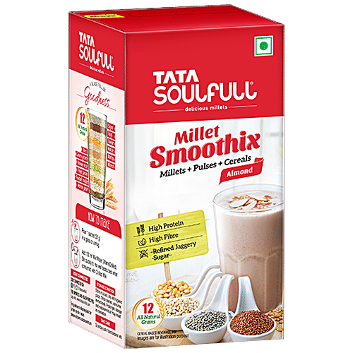 Tata Soulfull Millet Smoothix - Almond, With 12 All Natural Grains, High Protein & Fibre, 150 g (5 Sachets x 30 g each) High Protein & No Preservatives