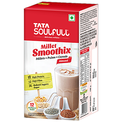 Tata Soulfull Millet Smoothix - Almond, With 12 All Natural Grains, High Protein & Fibre, 150 g (5 Sachets x 30 g each) High Protein & No Preservatives