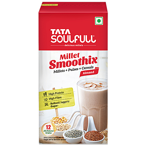 Tata Soulfull Millet Smoothix - Almond, With 12 All Natural Grains, High Protein & Fibre, 150 g (5 Sachets x 30 g each) High Protein & No Preservatives