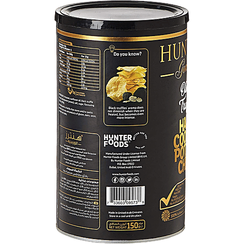 Hunter's Gourmet Hand Cooked Potato Chips - Black Truffle, Vegan, Earthy & Nutty Flavour, 150 g  Gluten Free