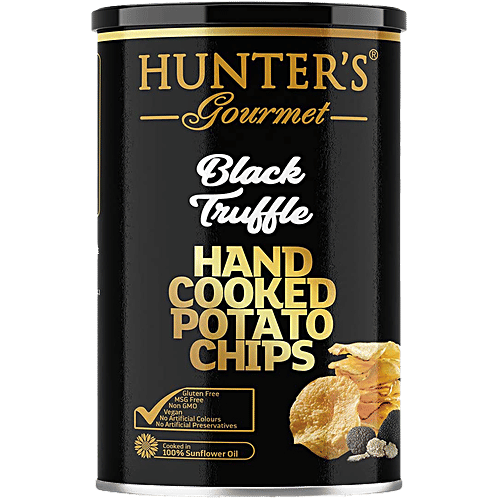 Hunter's Gourmet Hand Cooked Potato Chips - Black Truffle, Vegan, Earthy & Nutty Flavour, 150 g  Gluten Free