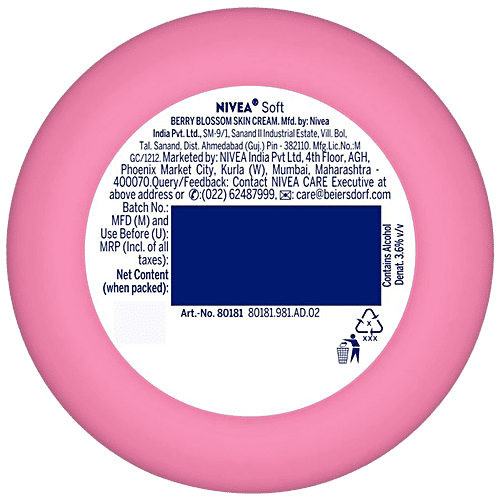 Nivea Light Moisturizer - Soft Berry Blossom, For Face, Hand & Body, Instant Hydration Non-Greasy Cream With Vitamin E & Jojoba Oil, 100 ml