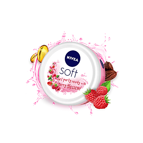 Nivea Light Moisturizer - Soft Berry Blossom, For Face, Hand & Body, Instant Hydration Non-Greasy Cream With Vitamin E & Jojoba Oil, 100 ml