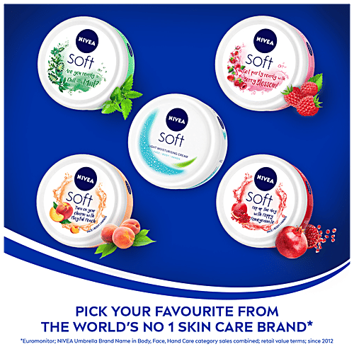 Nivea Light Moisturiser - Soft Berry Blossom, For Face, Hand & Body, 200 ml Instant Hydration Non-Greasy Cream With Vitamin E & Jojoba Oil