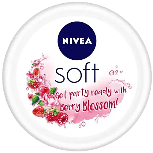 Nivea Light Moisturiser - Soft Berry Blossom, For Face, Hand & Body, 200 ml Instant Hydration Non-Greasy Cream With Vitamin E & Jojoba Oil