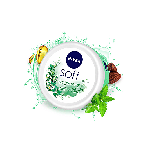 Nivea Light Moisturiser - Soft Chilled Mint, With Vitamin E & Jojoba Oil, For Face, Hand & Body, Instant Hydration, Non-greasy Cream, 50 ml