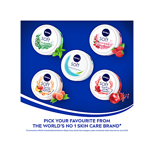 Nivea Light Moisturiser - Soft Chilled Mint, With Vitamin E & Jojoba Oil, For Face, Hand & Body, Instant Hydration, Non-greasy Cream, 50 ml