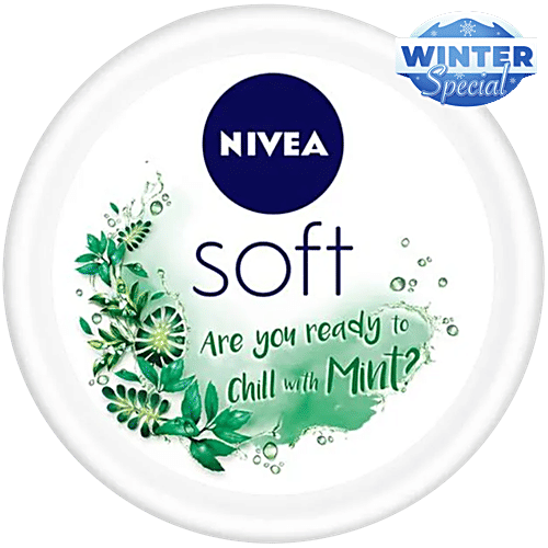 Nivea Light Moisturiser - Soft Chilled Mint, With Vitamin E & Jojoba Oil, For Face, Hand & Body, Instant Hydration, Non-greasy Cream, 50 ml