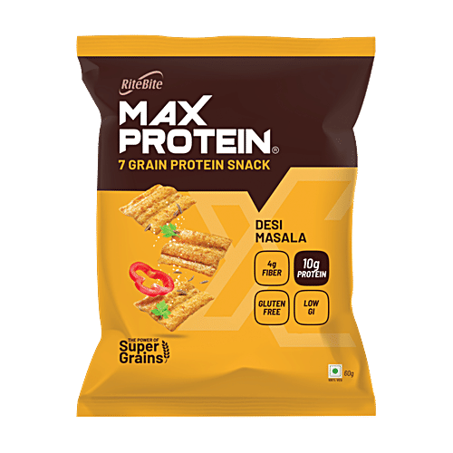 RiteBite Max Protein Chips Desi Masala - 7 Grains Healthy Snacks, 60 g  