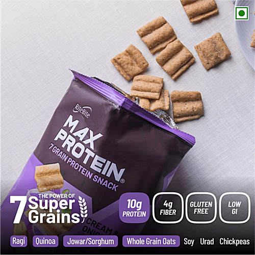 RiteBite Max Protein Cream & Onion 10g Protein Chips, 60 g