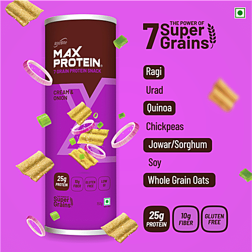 RiteBite Max Protein Cream & Onion 20g Protein Chips, 120 g Gluten Free