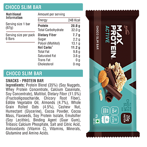 Buy RiteBite Max Protein Active Assorted Bars Choco Slim, Green