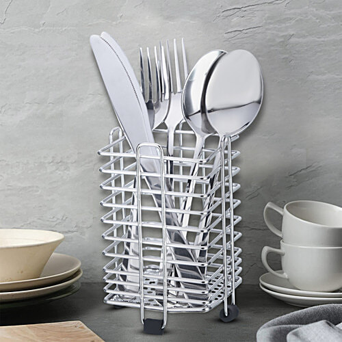 Buy Anjali Cutlery/Spoon Stand Stainless Steel, Square Online at Best