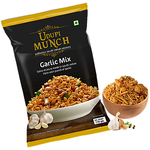 Chhedas Udupi Munch Garlic Mix - Spicy Mixture, 170 g Zero Trans Fat & Zero Cholesterol