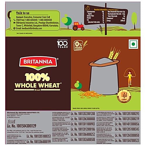 Buy Britannia 100 Whole Wheat Bread Online at Best Price of Rs 65