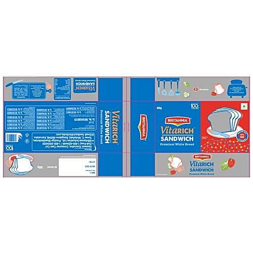 Britannia Vitarich Premium White Bread, 800 g Pouch 